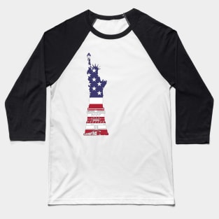 Statue of Liberty in American Flag - USA Flag T Shirt Baseball T-Shirt